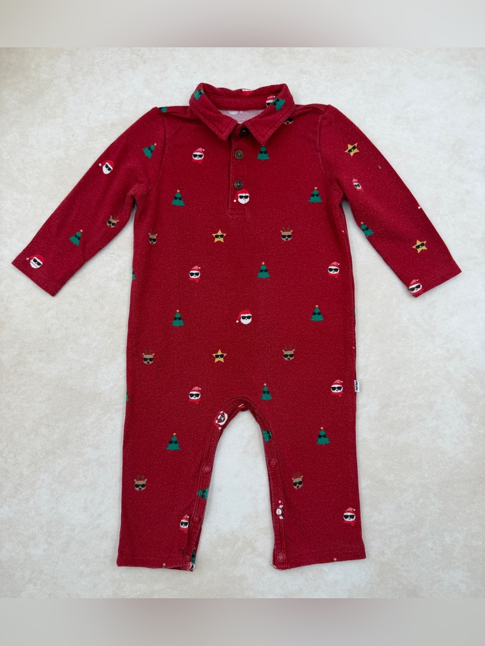 Little Sleepies Play Red Holiday Polo Romper